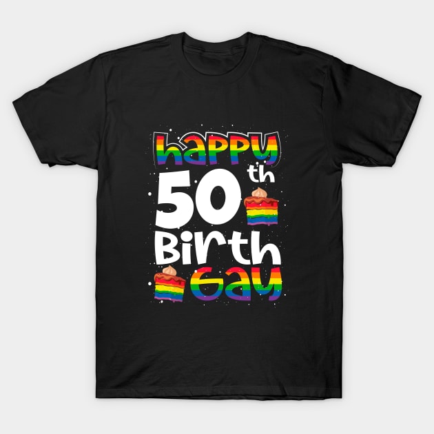 Gay Lesbian Pride Rainbow Flag LGBTQ 50TH Birthday Birthgay T-Shirt by BonnaVida